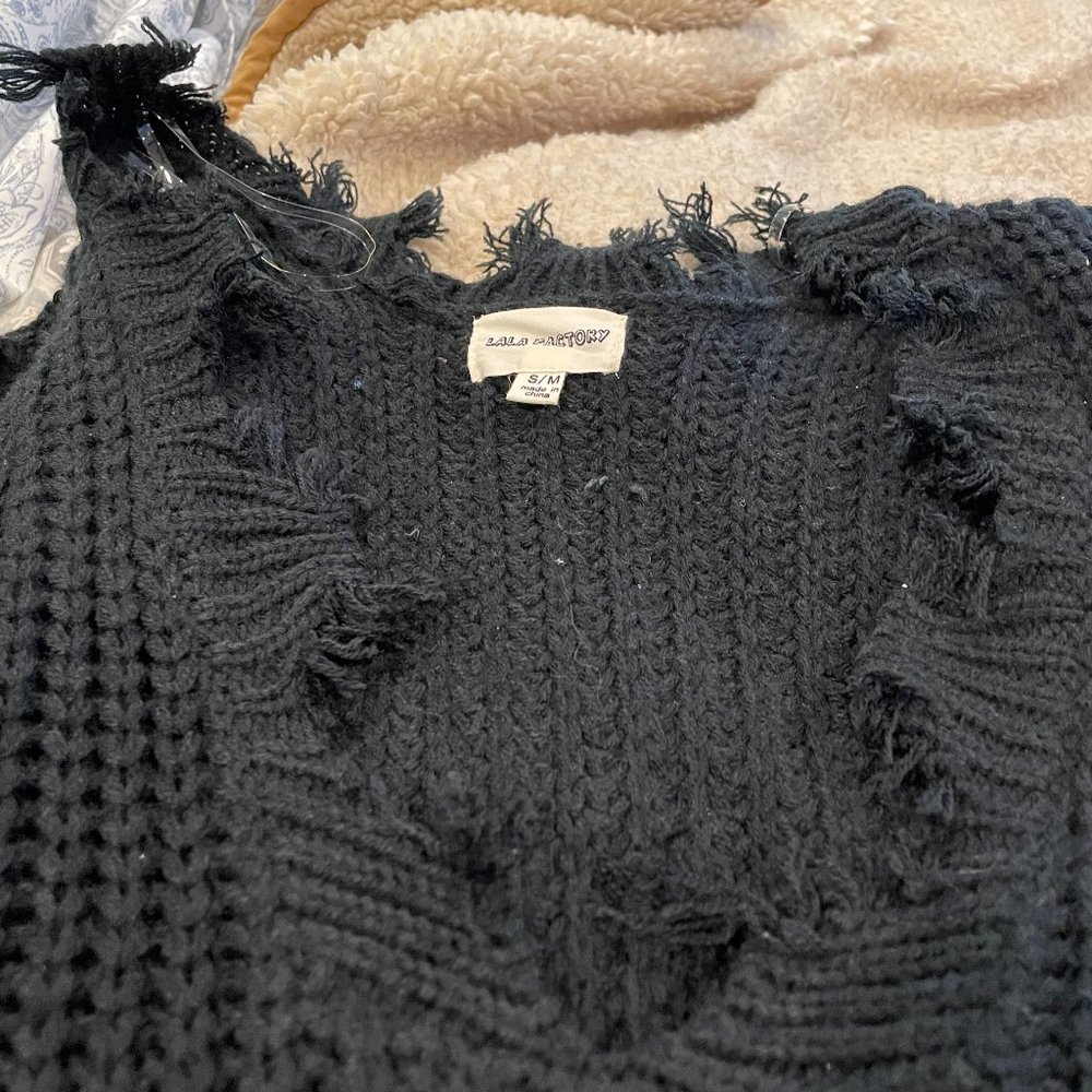 Distressed/Cropped Sweater - Picture 2 of 3